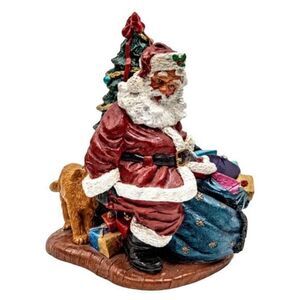 Vintage Holiday Christmas Santa Claus with Gift Bag‎ and Dog Home Table Decor